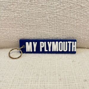 Vintage Blue My Plymouth Acrylic Metal Keychain  Keyring Collectors 70s 6" Large